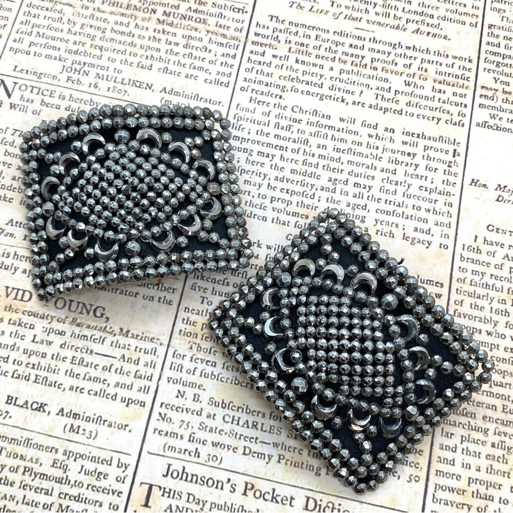 Vintage Pair HOLFAST Cut Steel Shoe Clips Victorian